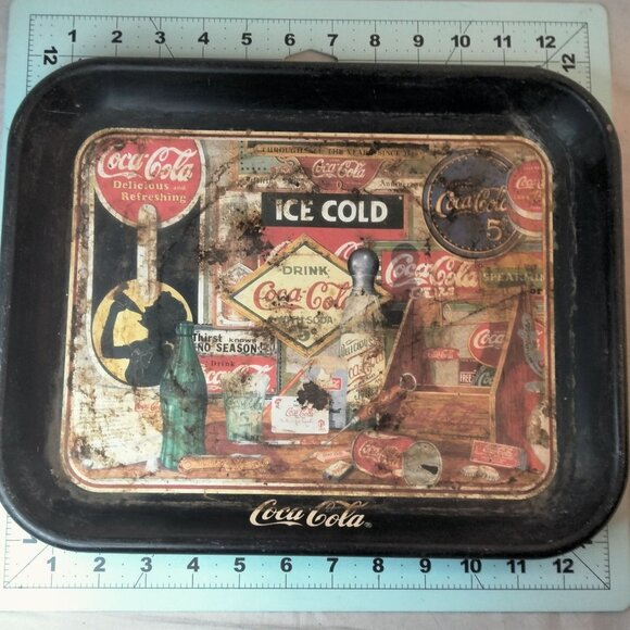 Coca Cola Tray Through The Years Limited Edition 1990 Sandra Porter Shabby Rusty - Picture 3 of 9